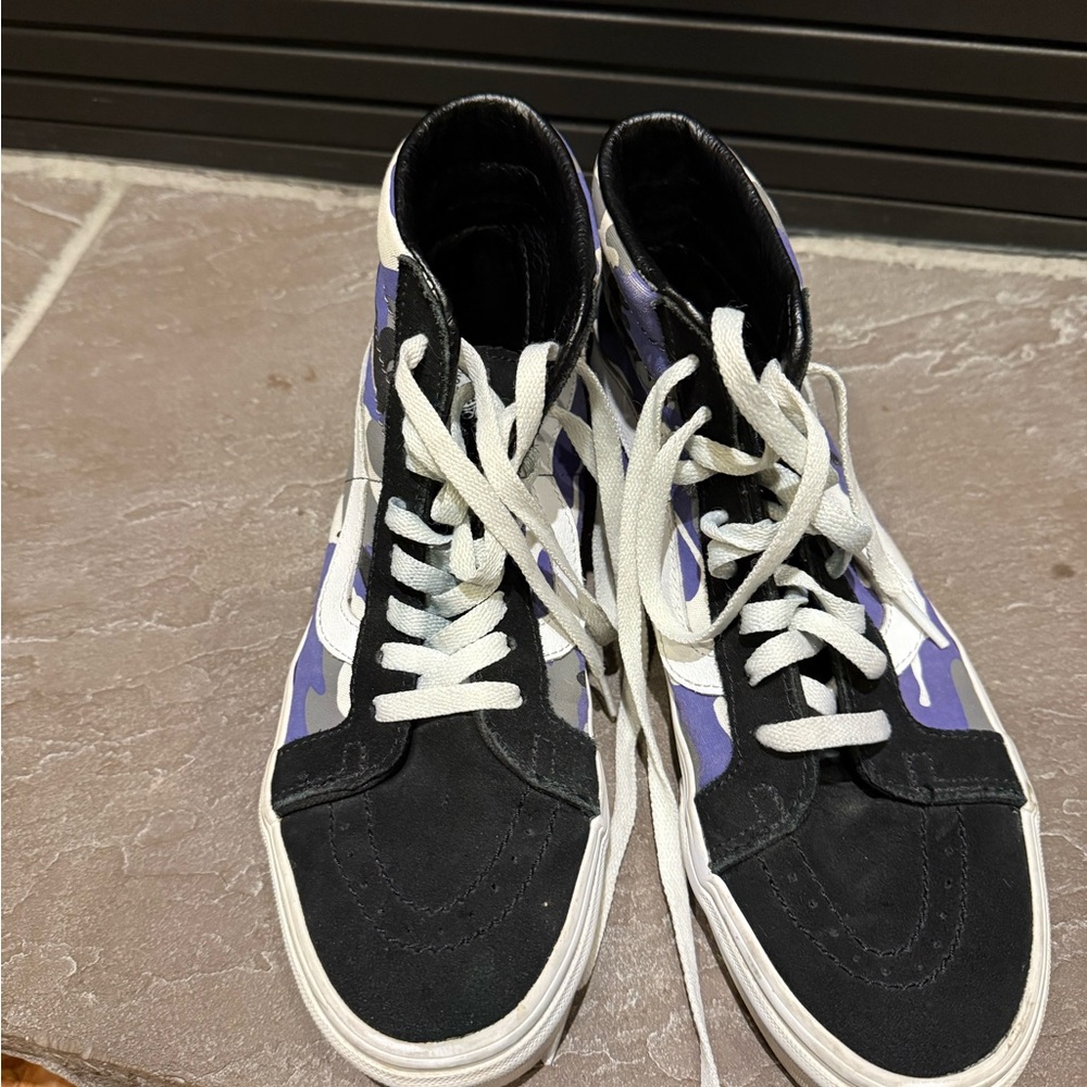 Black and Purple High-Top Sneakers - Picture 2 of 4